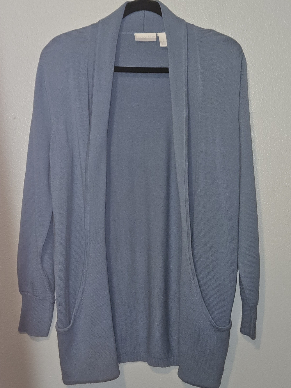Women's Open-Front Light Blue Cardigan with Pockets